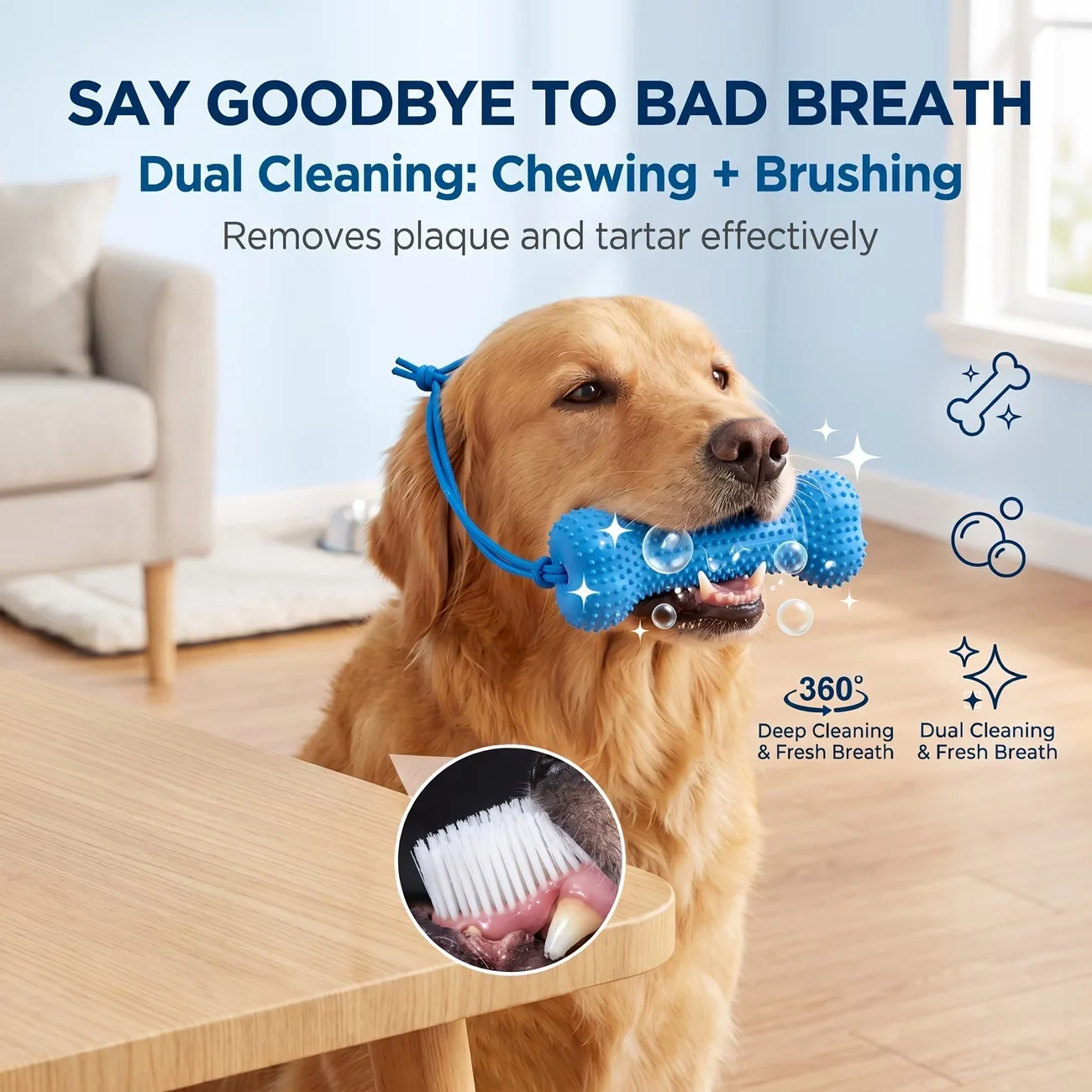Teeth Cleaning Dog Chew Bone - Wielorazowa gumowa zabawka do żucia dla